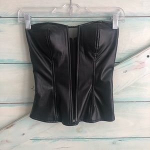 XS Peek A Boo Leather Top